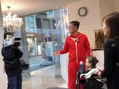 テレビの撮影中